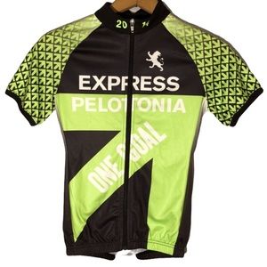 Express PELOTONIA Women’s Green & Black Zip Front Cycling Jersey size XS Biking